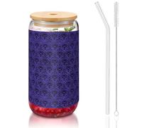 YBGHDAA Haunted Mansion Printing Lot de 1 verre avec couvercles et paille 473 ml Idéal pour le whisky, la bière, le thé