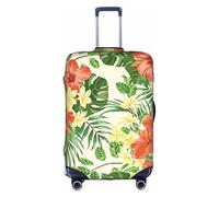 YBGHDAA Hojas Tropicales Y Flores Housse de valise avec fermeture éclair, trous de poignée, matériau élastique pour garder les bagages fermés, idéal pour les voyages, blanc, S