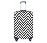 YBGHDAA Housse de valise à rayures en zigzag avec fermeture éclair, trous de poignée, matériau élastique pour garder les bagages fermés, idéal pour les voyages, blanc, S