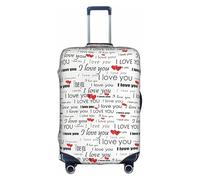 YBGHDAA Housse de valise avec inscription « I Love You Words with Hearts » avec fermeture éclair, trous de poignée, matériau élastique pour garder les bagages fermés, idéal pour les voyages, blanc, M