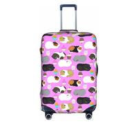 YBGHDAA Housse de valise imprimée cochons d'Inde et cupcakes avec fermeture éclair, trous de poignée, matériau élastique pour garder les bagages fermés, idéal pour les voyages, blanc, L