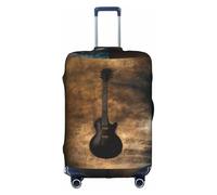 YBGHDAA Housse de valise imprimée guitare musicale avec fermeture éclair, trous de poignée, matériau élastique pour garder les bagages fermés, idéal pour les voyages, blanc, S