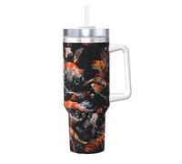YBGHDAA Japan Fancy Koi Carp Fish Printing Ice Bully Tasse avec poignée en acier inoxydable étanche pour homme et femme 1200 ml