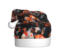 YBGHDAA Japon Fancy Koi Carp Fish Printing Adulte Chapeau de Noël en peluche avec pompon blanc Cérémonies annuelles Casquettes de spectacles de scène