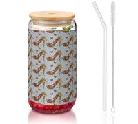 YBGHDAA Lot de 1 verre à talon haut avec couvercle et paille Motif papillon 473 ml Idéal pour le whisky, la bière, le thé