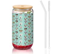 YBGHDAA Lot de 1 verre avec couvercle et paille Motif bouledogue anglais 473 ml Idéal pour le whisky, la bière, le thé