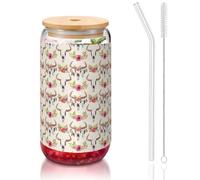 YBGHDAA Lot de 1 verres à boire avec couvercles et paille Motif tête de mort de taureau 473 ml Idéal pour le whisky, la bière, le thé