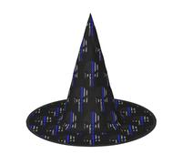 YBGHDAA Lot de 2 chapeaux de sorcière pliables et légers pour Halloween, motif tête de mort, étoiles, rayures bleues, pour jeux de rôle