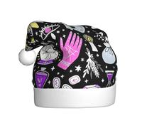 YBGHDAA Magic Witchcraft Chapeau de Noël en peluche pour adulte avec pompon blanc pour cérémonie annuelle