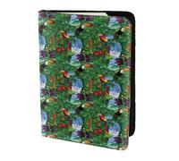 YBGHDAA Porte-passeport imprimé ara et toucan perchoir des forêts tropicales américaines - Indispensable pour les femmes et les hommes - Convient à tous les passeports standard, Noir , Taille unique