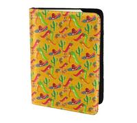 YBGHDAA Porte-passeport imprimé cactus et piment - Indispensable pour les femmes et les hommes - Pour passeport - Convient à tous les passeports standard, Noir , Taille unique