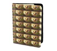 YBGHDAA Porte-passeport imprimé coq sur bois dans les terres agricoles - Indispensable pour les voyages - Pour homme et femme - Convient à tous les passeports standard, Noir , Taille unique