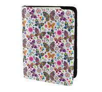 YBGHDAA Porte-passeport imprimé floral blanc avec papillons colorés - Indispensable pour homme et femme - Convient à tous les passeports standard, Noir , Taille unique