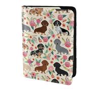 YBGHDAA Porte-passeport imprimé floral teckel indispensable pour homme et femme, convient à tous les passeports standard, Noir , Taille unique