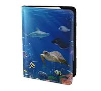 YBGHDAA Porte-passeport imprimé océan, poisson tropical, tortue, requin, indispensable pour les femmes et les hommes, pour tous les passeports standard, Noir , Taille unique