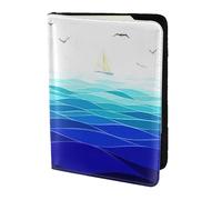 YBGHDAA Porte-passeport motif vagues de l'océan avec oiseaux imprimé maritime indispensable pour homme et femme - Convient à tous les passeports standard, Noir , Taille unique