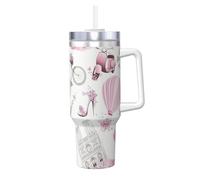YBGHDAA Romantic Paris Butterfly Eiffel Printing Ice Bully Mug avec poignée en acier inoxydable étanche pour homme et femme 1200 ml