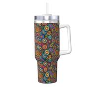 YBGHDAA Tasse à motif hippie Ice Bully avec poignée - En acier inoxydable - Anti-fuite - Pour homme et femme - 1,2 l