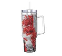 YBGHDAA Tasse avec poignée - En acier inoxydable - Étanche - Motif Tour Eiffel - Motif peinture de Paris - Pour homme et femme - 1200 ml