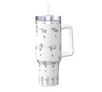 YBGHDAA Tasse Ice Bully avec poignée en acier inoxydable étanche pour homme et femme avec inscription « Sign Language Alphabet » - 1200 ml