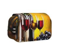 YBGHDAA Trousse à crayons avec impression de bouteilles de vin et de boissons Motif raisin, Noir , Taille unique, Organiseur de sac