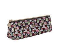 YBGHDAA Trousse à crayons triangulaire avec motif tête de mort et fleurs colorées pour garçons et filles, blanc, Taille unique, Trousse de maquillage