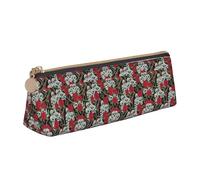YBGHDAA Trousse à crayons triangulaire avec motif tête de mort et rose rouge pour garçons et filles, blanc, Taille unique, Trousse de maquillage