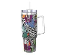 YBGHDAA Zebra Printing - Tasse à glace de 1200 ml avec poignée - Gobelet étanche en acier inoxydable pour homme et femme