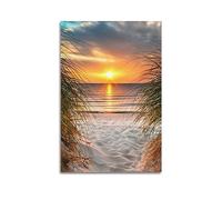 YBHF Affiche avec paysage de coucher de soleil sur la mer, impression artistique murale, style rétro, décoration pour la salle de bureau, 30 x 45 cm, sans cadre