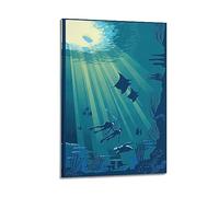 YBHF Affiche de sport vintage rétro pour plongée sous-marine - Art mural - Décoration de chambre rétro et esthétique - Décoration de bureau - 30 x 45 cm - Style cadre