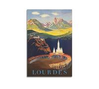 YBHF Affiche de voyage vintage Lourdes France Torchlight Basilique Mariale Affiche murale Impression rétro esthétique Décoration de chambre de bureau 30 x 45 cm sans cadre