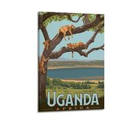 YBHF Affiche de voyage vintage Ouganda Afrique Poster mural impression rétro esthétique décoration de chambre de bureau 30 x 45 cm style cadre