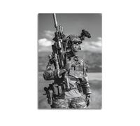 YBHF Affiche Militaire Soldat Fusil Affiche de Guerre Impression sur Toile Esthétique Rétro Décor de Chambre Bureau 30 x 45 cm Style Sans Cadre