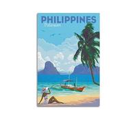YBHF Affiche vintage de voyage du monde des Philippines - Décoration murale rétro esthétique pour chambre ou bureau - 30 x 45 cm - Sans cadre