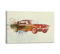 YBHF Poster aquarelle de voiture de sport classique pour Ford Mustang - Décoration murale rétro esthétique - 60 x 90 cm - Style cadre