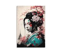 YBHF Poster d'art japonais Geisha Woman Art mural rétro esthétique décoration de chambre décoration de bureau 60 x 90 cm sans cadre