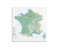 YBHF Poster de carte de la France - Art mural rétro - Esthétique - Décoration de chambre ou de bureau - 60 x 60 cm - Style sans cadre
