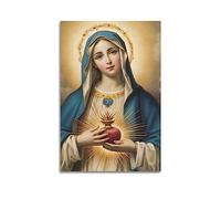 YBHF Poster de la Sainte Marie Sacré Cœur de la Vierge Marie - Art mural rétro esthétique - Décoration de chambre - Toile - 20 x 30 cm - Sans cadre