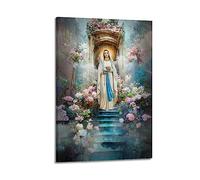 YBHF Poster de la Vierge Marie Belle Mère Éternelle Marie Poster Art mural Rétro Esthétique Décoration de chambre Peinture sur toile 50 x 75 cm Style cadre