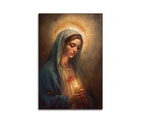 YBHF Poster de la Vierge Marie Catholique Chrétienne Poster Art Mural Rétro Esthétique Décoration de Chambre Peinture Toile 20 x 30 cm Sans Cadre