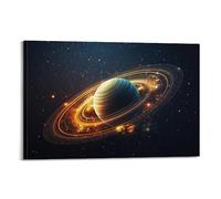 YBHF Poster de l'espace Saturne dans la galaxie étoilée - Décoration murale rétro esthétique - Décoration de chambre ou de bureau - 30 x 45 cm - Style cadre
