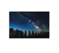 YBHF Poster de nuit en bois galaxie ciel étoilé paysage de la nature - Décoration murale rétro esthétique - Décoration de chambre ou de bureau - 30 x 45 cm - Style sans cadre