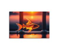 YBHF Poster de poisson doré, océa, poisson, vie marine, décoration murale rétro, esthétique, décoration de chambre, bureau, 40 x 60 cm, style sans cadre