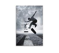 YBHF Poster de skateboard noir et blanc - Décoration murale rétro esthétique pour chambre et bureau - 40 x 60 cm - Sans cadre