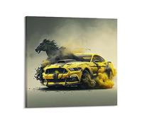YBHF Poster de voiture de sport pour art Ford Mustang - Décoration murale rétro esthétique pour chambre et bureau - 40 x 40 cm - Style cadre