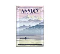 YBHF Poster de voyage vintage Annecy France - Impression sur toile - Décoration murale rétro esthétique - Pour la maison et le bureau - 30 x 45 cm - Sans cadre