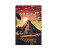 YBHF Poster de voyage vintage Chichen Itza Mexico - Décoration murale rétro esthétique pour chambre ou bureau - 30 x 45 cm - Sans cadre