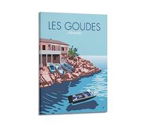 YBHF Poster de voyage vintage Les GOUDES Marseille - Art mural rétro esthétique - Décoration de chambre ou de bureau - 30 x 45 cm - Style cadre