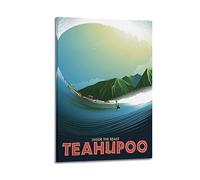 YBHF Poster de voyage vintage Teahupoo Poster de surf Affiche murale Impression rétro esthétique décoration de chambre bureau 40 x 60 cm style cadre