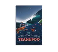 YBHF Poster de voyage vintage TEAHUPOO TAHITI - Décoration murale rétro esthétique pour chambre et bureau - 20 x 30 cm - Sans cadre